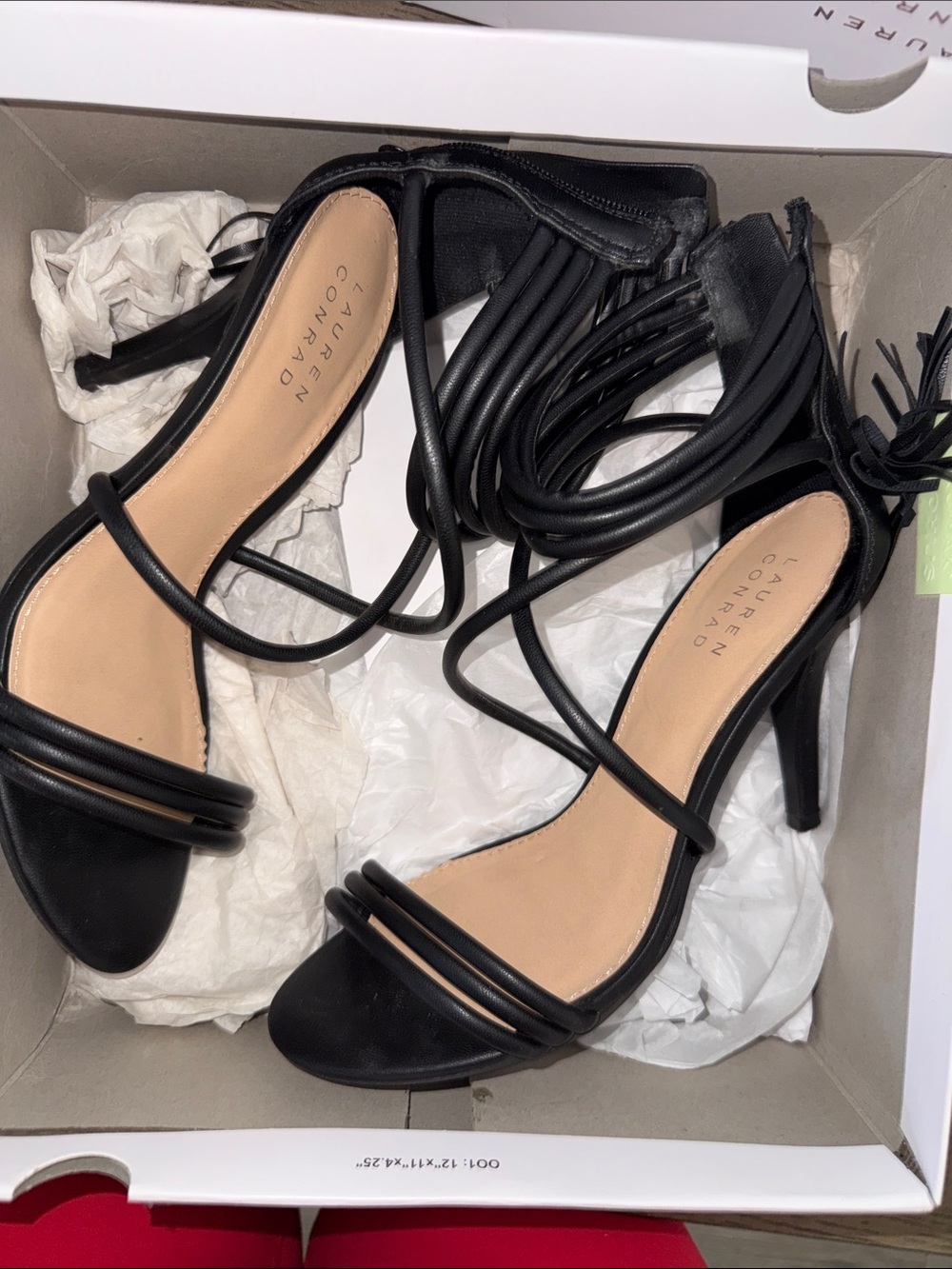 LC Lauren Conrad Black Lace-Up Strappy Heeled Sandals